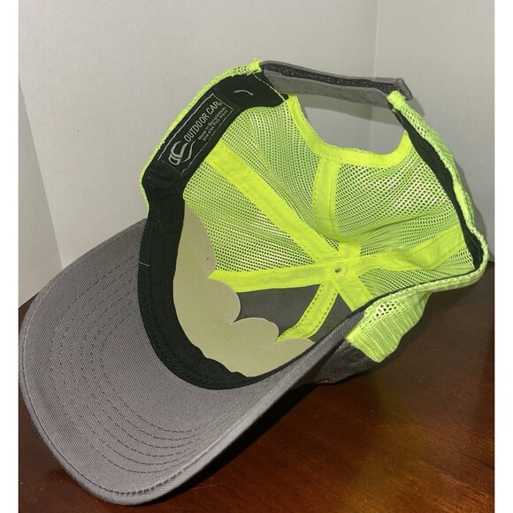 Outdoor Cap Pheonix Boats Trucker Baseball Cap Gray Red Neon Yellow Adjustable - Picture 4 of 5